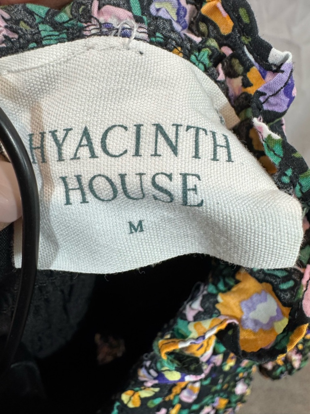 Hyacinth House Smocked Floral Midi Dress in Black with Yellow‎ & Pink Blooms M - Picture 8 of 11